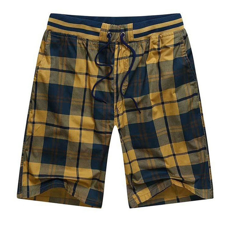 Bermuda Male Hot 2022 Summer Elastic Waist Mens Plaid Shorts Classic Design Breeches Cotton Casual Beach Short Pants Big Size 44