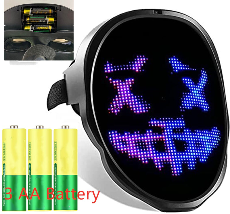 Máscara LED con luz RGB Bluetooth, imagen Diy, texto de animación, disfraz de Halloween, Navidad, carnaval, juego de fiesta, máscaras para niños, regalo decorativo