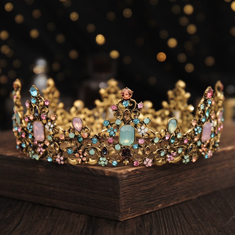 Luxury Crystal Wheat Shape Crown Handmade Gold Color Bride Headdress Wedding Tiara Rhinestone Headpiece Women Hair Accessories