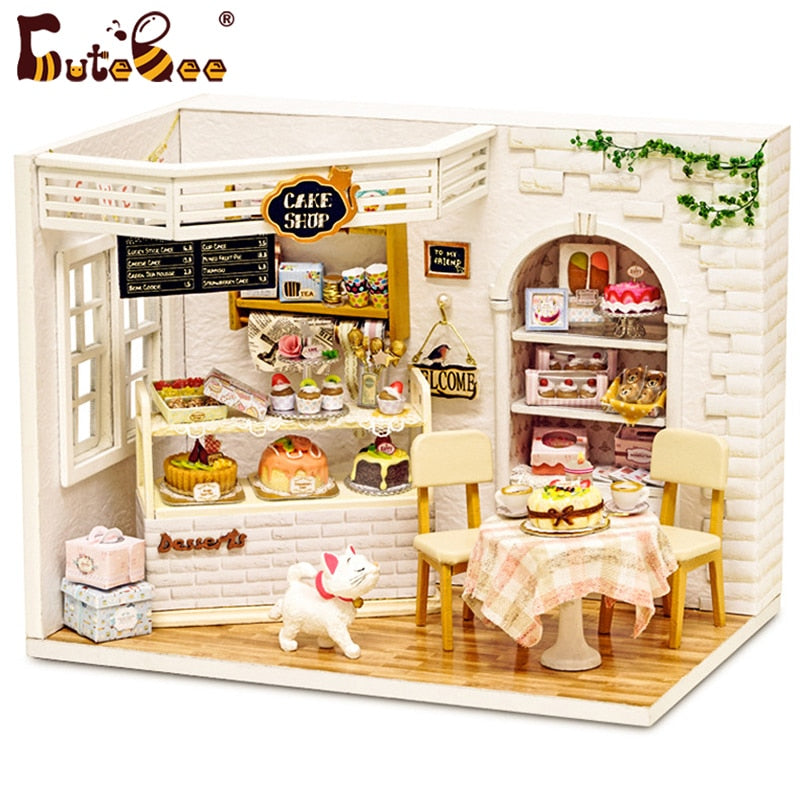 Puppenhausmöbel Diy Miniatur 3D Holzminiaturen Puppenhaus Spielzeug für Kinder Geburtstagsgeschenke Casa Kitten Diary H013