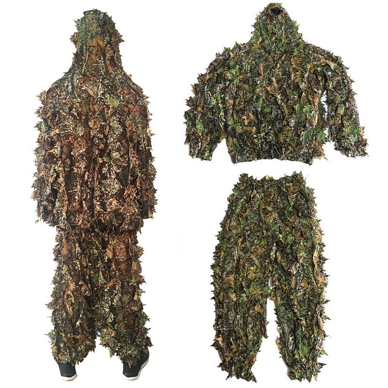 Männer Frauen Kinder Outdoor Ghillie Anzug Camouflage Kleidung Dschungelanzug CS Training Blätter Kleidung Jagdanzug Hose Kapuzenjacke