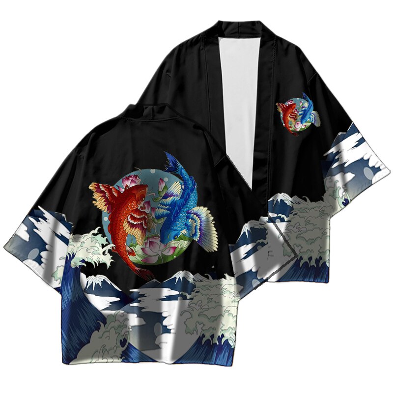 Primavera otoño japonés tradicional Haori Samurai Oriental Yukata ropa кимоно японский стиль ropa de calle diaria de alta calidad