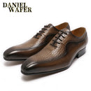 Luxusmarke Herren Oxford Schnürschuhe Schwarz Braun Spitz Zehen Business Hochzeit Echte Lederschuhe für Herren