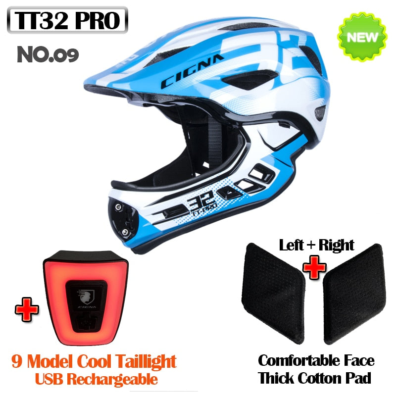 Detachable Kids Cycling Helmet with light Full Face Child Helmet Pro Protection MTB Downhill Bike Helmet Sports Safety Equipment