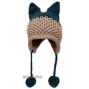 BomHCS Cute Fox Ears Beanie Winter Warm 100% Gorro de punto hecho a mano