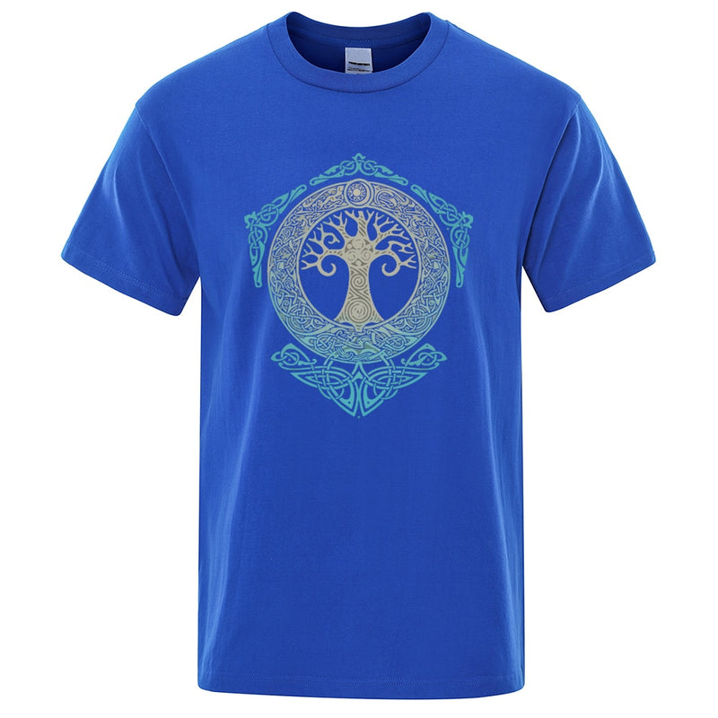 Yggdrasil T-Shirt Weltbaum Männer Tops Modemuster T-Shirt 2022 Sommer Marke T-Shirt Odin Aesir Nordische Mythologie Herren T-Shirt