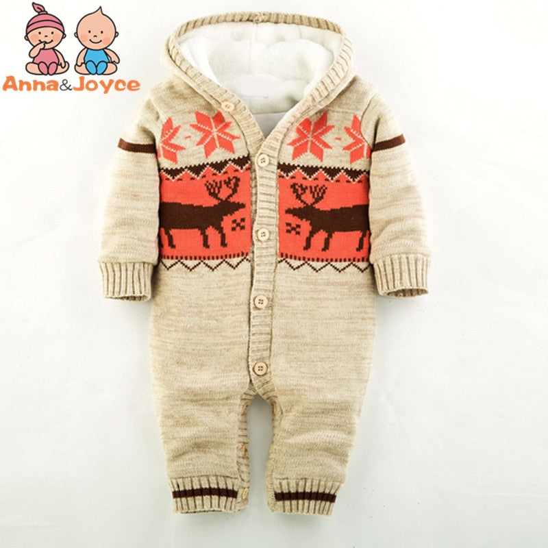 Baby ClothesWinter Cap Hats Baby Sweaters Baby Rompers Thick Cotton Outfit Newborn Jumpsuit for Children Baby Costume