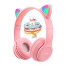Auriculares inalámbricos Oreja de Gato con micrófono Blue-tooth Glow Light Stereo Bass Cascos Niños Gamer Girl Regalos PC Phone Gaming Headset