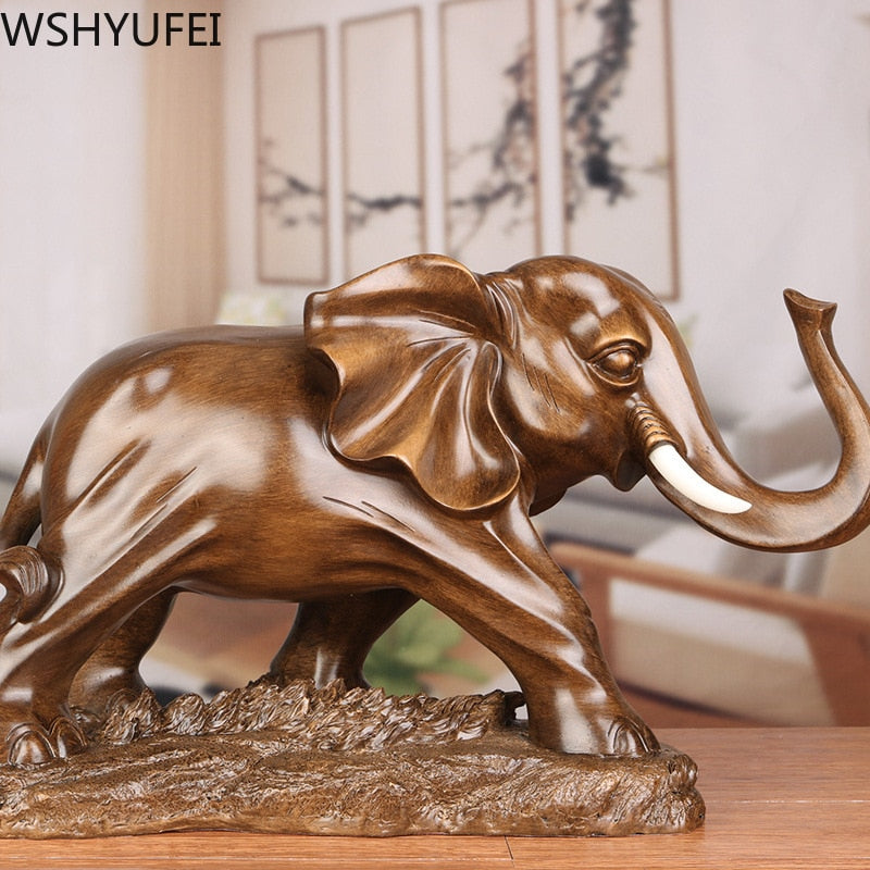 Feng Shui Elegante Elefant-Harz-Statue Lucky Wealth Figur Crafts Ornaments Geschenk für Home Office Desktop-Dekoration
