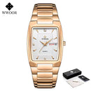 Relogio Masculino WWOOR 2022 New Square Watch Men with Automatic Week Date Man Quartz Wrist Watches Luxury Stainless Steel Gold