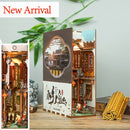 Cutebee DIY Book Nook Miniatures Shelf Insert Bookend Dollhouse Model Roombox Building Kit Wooden Bookshelf Toys Gifts 3D House
