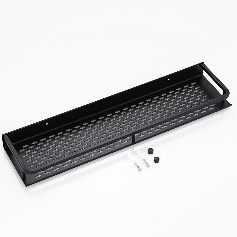 Bathroom Shelf Black Aluminum Wall-Mounted Square Shampoo Holder Cosmetic Shelves Kitchen Nets Shelf Storage Rack Organizer Rack