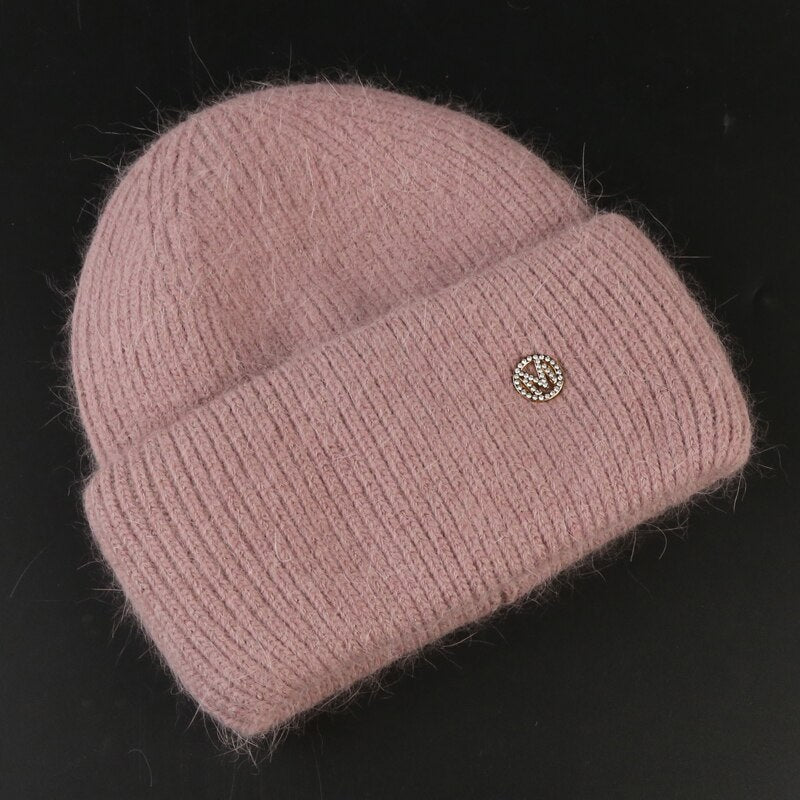 Rabbit Fur Beanies Soft Warm Fluffy  Winter Hat for Women Angora Knitted Hat  Skullies Beanies Female Bonnet Woman Knit Cap