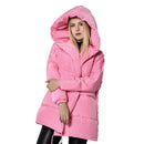 FTLZZ Winter Women Jackets 90% White Duck Down Parkas Loose  Hooded Coats Medium Long Warm Casual Pink Snow Outwear