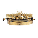 4 unids/set de cuentas de acero inoxidable de lujo Royal King Crown hombres pulsera CZ pulseras romanas y brazaletes Keep Color Rock Punk joyería