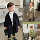 Winter Grid Jacken Jungen Mädchen Woolen Zweireiher Baby Boy Trenchcoat Revers Herbst Kinder Oberbekleidung Mäntel Frühling Wollmantel