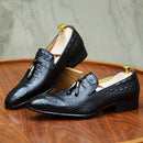 Luxury Men's Leather Dress Shoes Crocodile Prints Casual Men Shoes Black Brown Slip on Tassels Loafers Office Wedding Shoe Male