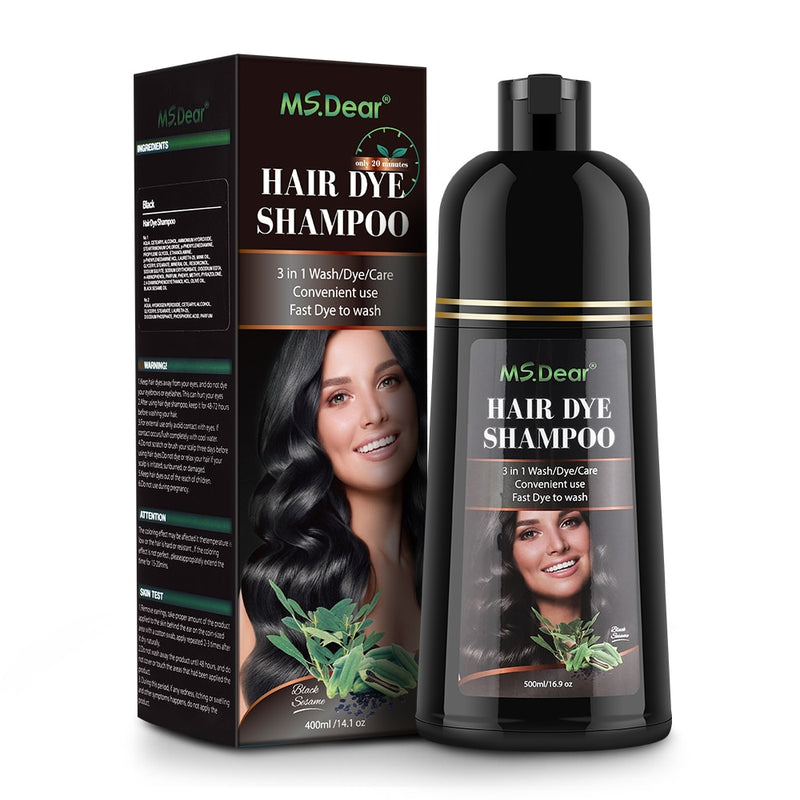 Champú permanente para el cabello de 500ml, tinte orgánico Natural rápido para el cabello, esencia vegetal, crema para teñir el cabello, champú para mujeres y hombres