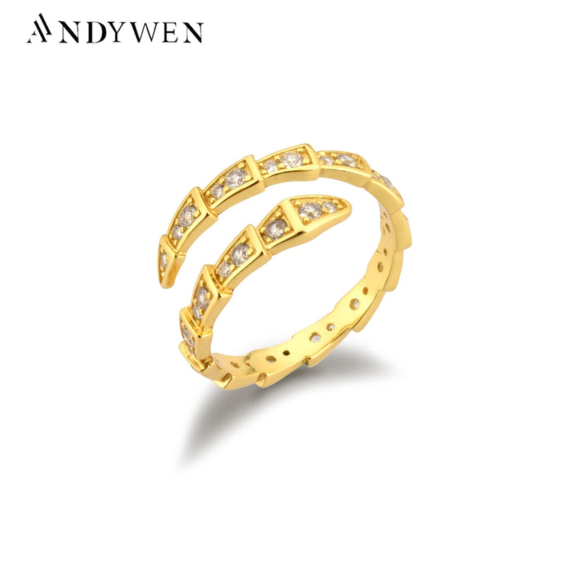 ANDYWEN 925 plata esterlina oro etapa circonita pavé serpiente anillo redimensionable 2020 Rock Punk moda joyería fina para mujeres europeas