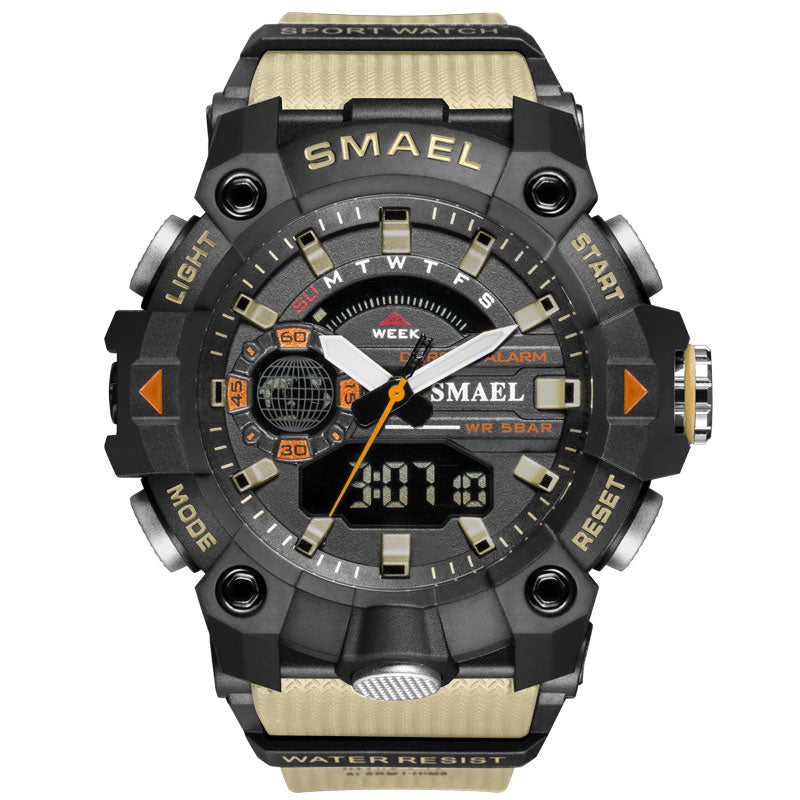 Relojes deportivos SMAEL a la moda para hombre, resistente a los golpes, 50M, resistente al agua, reloj de pulsera LED con alarma, cronómetro, relojes militares para hombre 8040