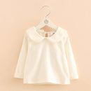 2022 Frühling Herbst 2-10 Jahre alt Baby Kinderkleidung Langarm Solide Reine Farbe Niedlichen Cartoon Kinder Mädchen Grundlegende T-Shirts