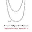 ORSA JEWELS Trendy Men Woman Figaro Chain Necklace 3.3/5/7mm Diamond-Cut Figaro Chain 925 Silver Jewelry Party Gift OSC34