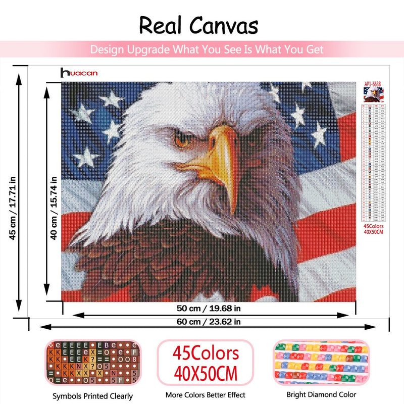 Huacan 5d Diamond Painting Kits Full American Flag Embroidery Eagle Mosaic Farmhouse Home Decor Handmade Gift