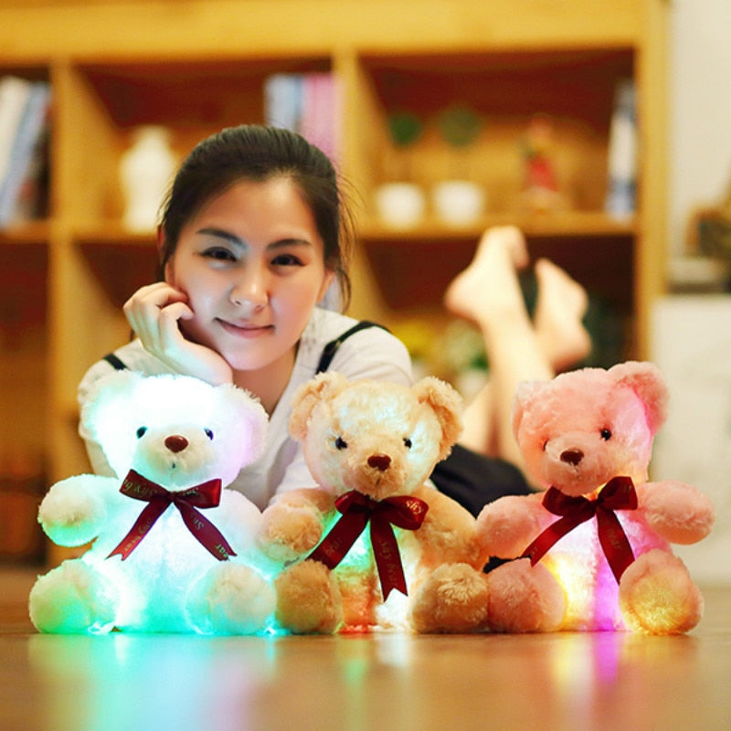 Luminoso 25/30/50 cm Creative Light Up LED Colorido que brilla intensamente Oso de peluche Animal de peluche de juguete Regalo de Navidad para niños