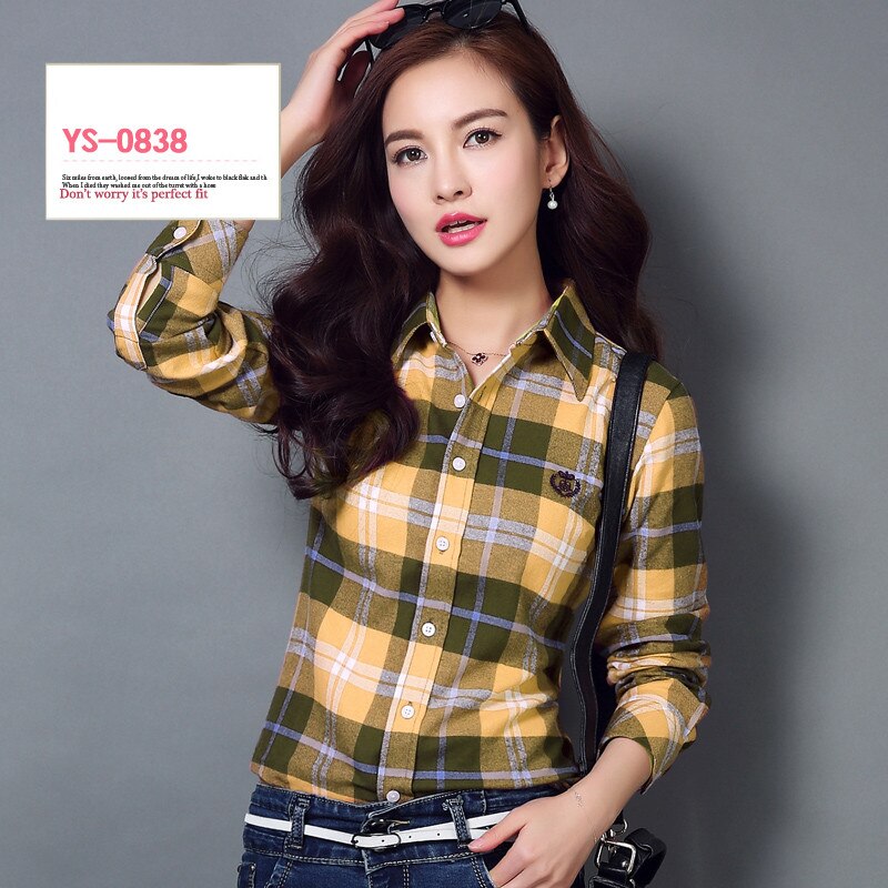 S-4XL Frauen Baumwollhemd Frühling Herbst Winter 2022 Neue Casual Langarm Gebürstet Plaid Streifen Shirts Mädchen Tops Bluse Weiblich