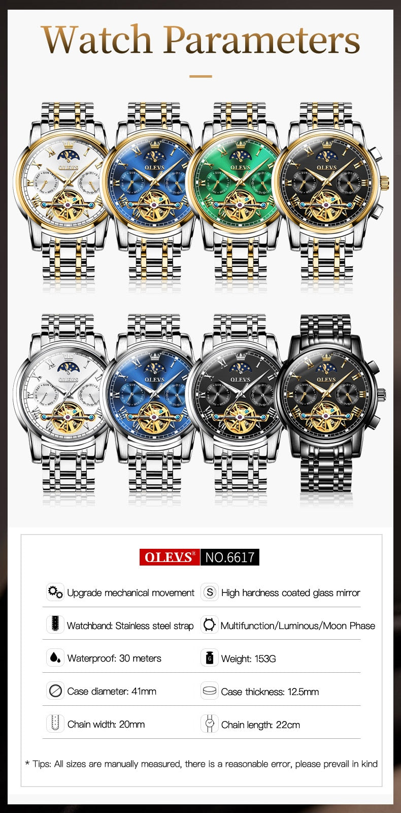 Reloj OLEVS para hombre, reloj mecánico automático, reloj de pulsera Stianless de la mejor marca, reloj de pulsera de lujo moon phaseTourbillon, regalos para hombre