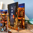 Cutebee DIY Book Nook Miniatures Shelf Insert Bookend Dollhouse Model Roombox Building Kit Wooden Bookshelf Toys Gifts 3D House