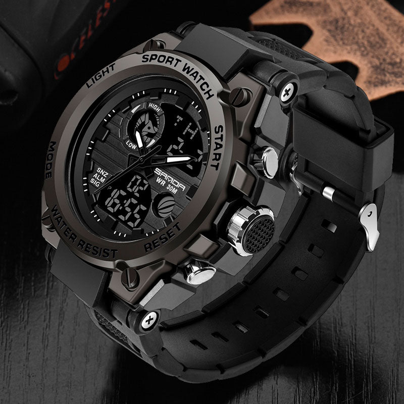 SANDA Brand Wrist Watch Men Watches Military Army Sport Style Wristwatch Dual Display Male Watch For Men Clock Waterproof Hours