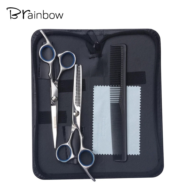 Brainbow 6&#39;&#39;Hair Scissors Stainless Steel Hair Salon Trimmer for Home&amp;Family Cutting Thinning Haircut Hair Styling Tools