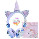 Cute Unicorn Headphones 3D Stereo Music Kids Headphones With Microphone Girls Cell Phone Children&