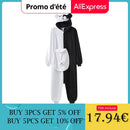 YESKIGU Monokuma Kigurumis Pajama Adult Onesie Anime Bear Jumpsuit Black White Animal Pajamas Women Halloween Party Suit Overall