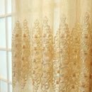 European Luxury Beige Yellow Elegance Embroidery Lace Floral Tulle Curtain For Living Room Kitchen French Window Drapes M086