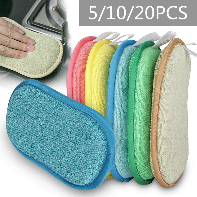 5/10/20/30PCS Dishwashing Sponge Non-Scratch Microfiber Magic Sponge Non Stick Pot Dishcloth Kitchen Gadgets Cleaning Utensils