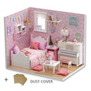 Diy Dollhouse Wooden Miniatures Doll House Furniture LED Lights House Building Kit Toys for Children Birthday Gifts