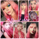 La Sylphide Kunsthaar Perücken Cosplay Perücke Lange Welle Wurzel Schwarz Ombre Pink für Frau Hitzebeständige Faser Tägliche Party Perücke