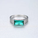 CZCITY 925 Sterling Silver Luxury Green Square Geometric Topaz Rings Trendy Party Wedding Bridal Fashion Jewelry Christmas Gifts