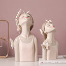 Figuras de hadas y mariposas ARTLOVIN, figuritas de niña, estatuas de mesa de resina, personajes creativos con bandeja de Metal dorado, decoración artesanal para el hogar