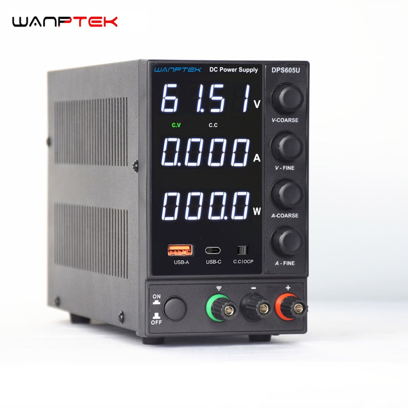 Wanptek Adjustable DC Power Supply 30V 10A 60V 5A with USB & Type C Regulated Switching Lab Bench Power Supply