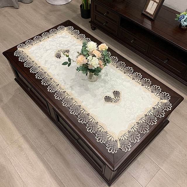 Tablecloth Rectangle Table Cloth European Embroidered Coffee Table Cover Table Western Tea flower Solid Color Fabric Lace Book