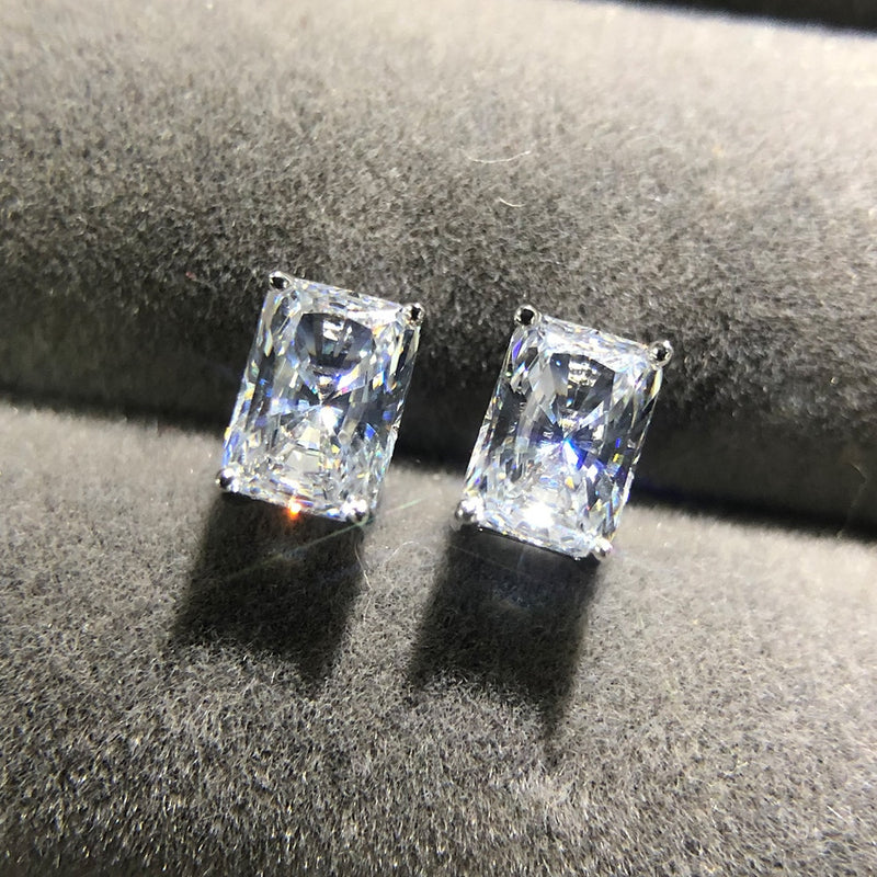 PANSYSEN 100% Plata de Ley 925 2ct pendientes de tuerca de diamante de moissanita simulada para mujer compromiso de boda regalo de joyería fina