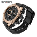SANDA Brand Men's Watch Military Outdoor Sports Waterproof Watches Dual Display Quartz LED Digital Clock Relogio Masculino