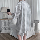 Summer Men Shorts Set Matching Shirts Letter Striped Lightweight Tracksuit Man Short Sleeve Elastic Waist Oversize Suit Clothing