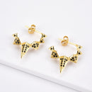 Andywen 100% 925 Sterling Silver Black Enamel Black Zircon Long Spike Hoops Piercing Ohrringe Pendant Women Luxury CZ Jewelry