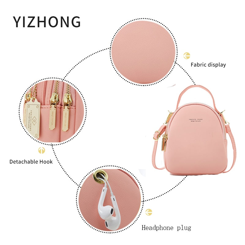 YIZHONG Leather Mini Backpacks Purse for Women Ladies Bookbag MultiFunction Luxury Shoulder Bag Small School Backpack Mochila