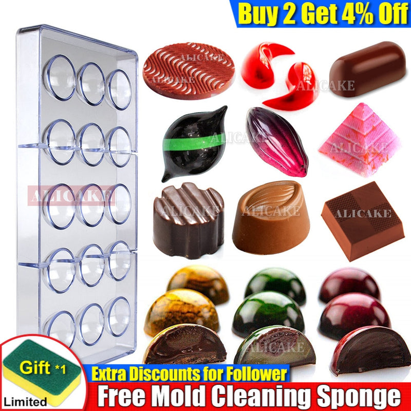 3D Polycarbonate Chocolate Mold Sphere Chocolate Bomb Tools Cake Confectionery Mold for Chocolates Bar Mould Bakery Baking Tools