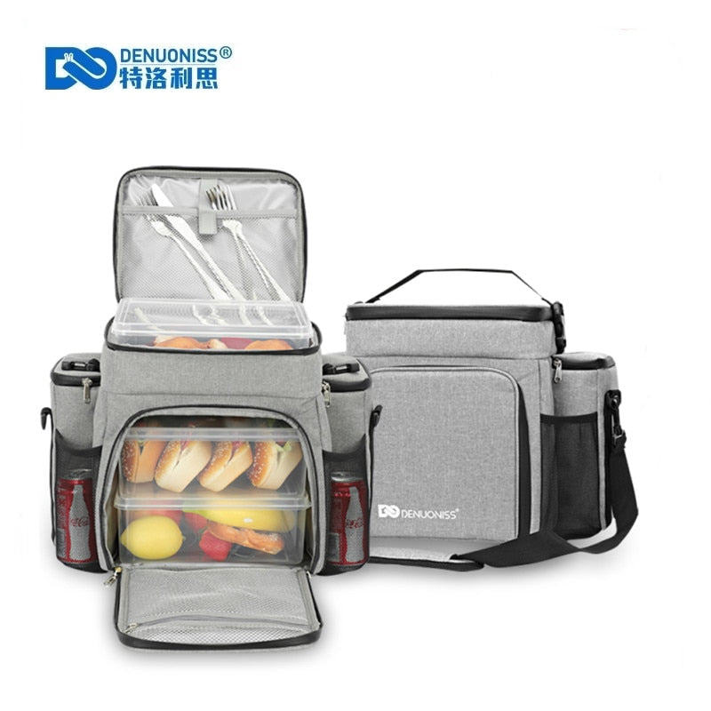 DENUONISS nuevo diseño Fitness almuerzo bolsa adultos hombres/mujeres bolsa aislada portátil hombro Picnic bolsa térmica de frutas para el trabajo